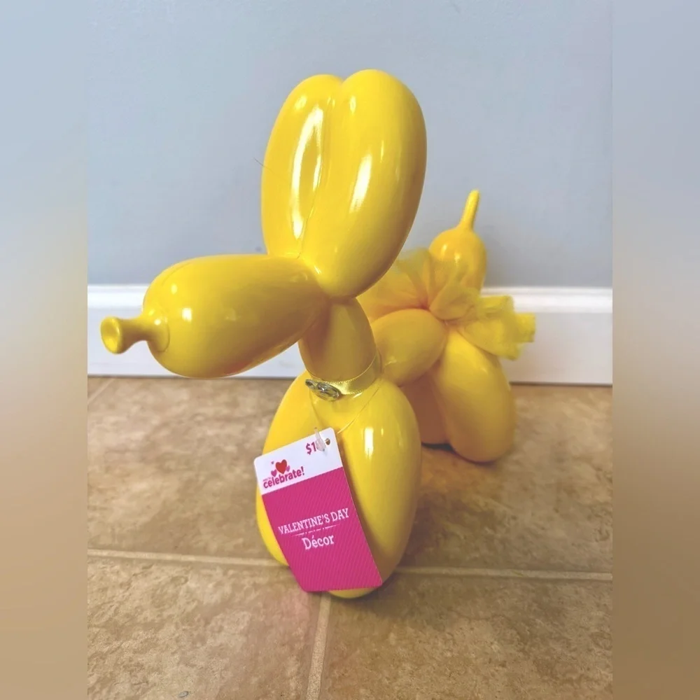 Unique Adorable Yellow Balloon Dog Sculpture- Celebrate- Valentine’s Day Decor